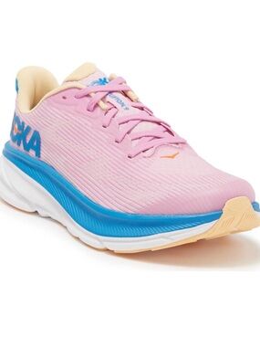 Hoka Pink and Blue Cushioned Running Shoe